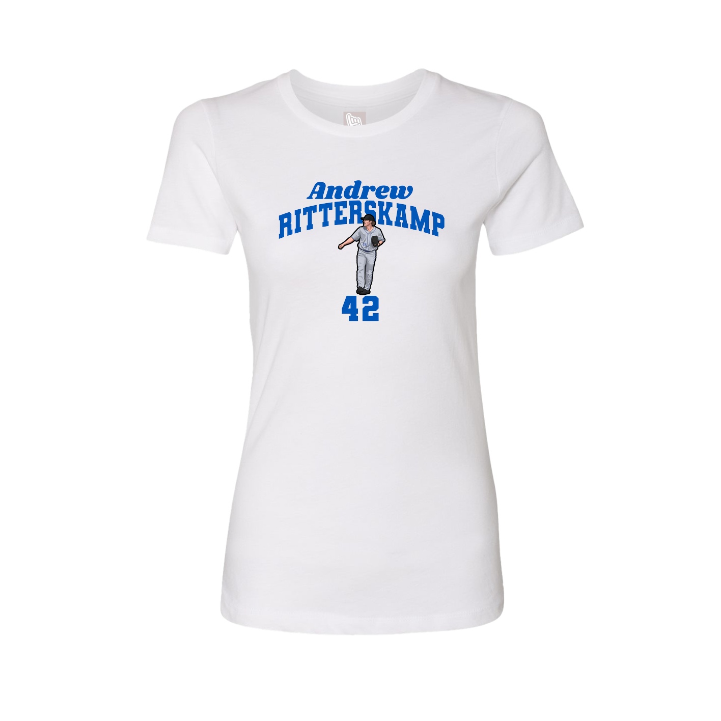 Fitted Women's Tee — Signature Arch in White