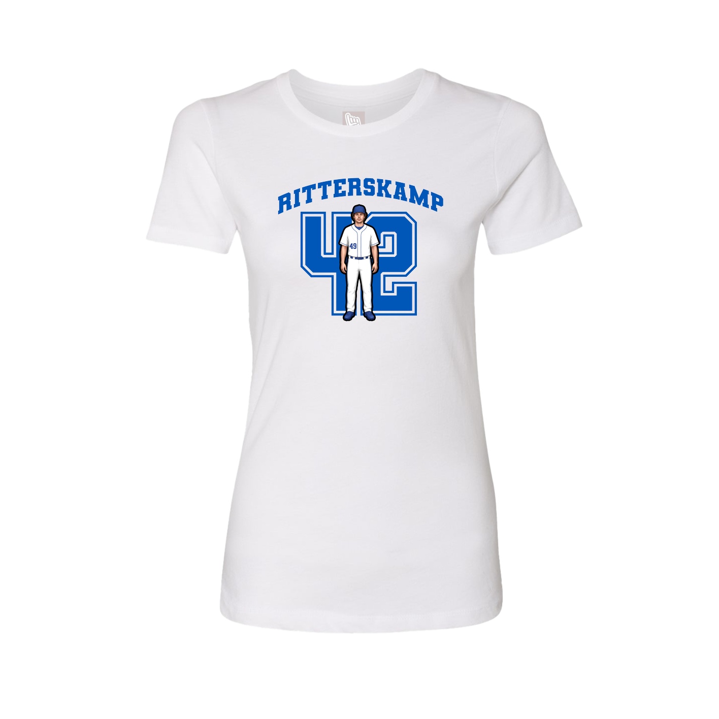 Fitted Women's Tee — Number in White