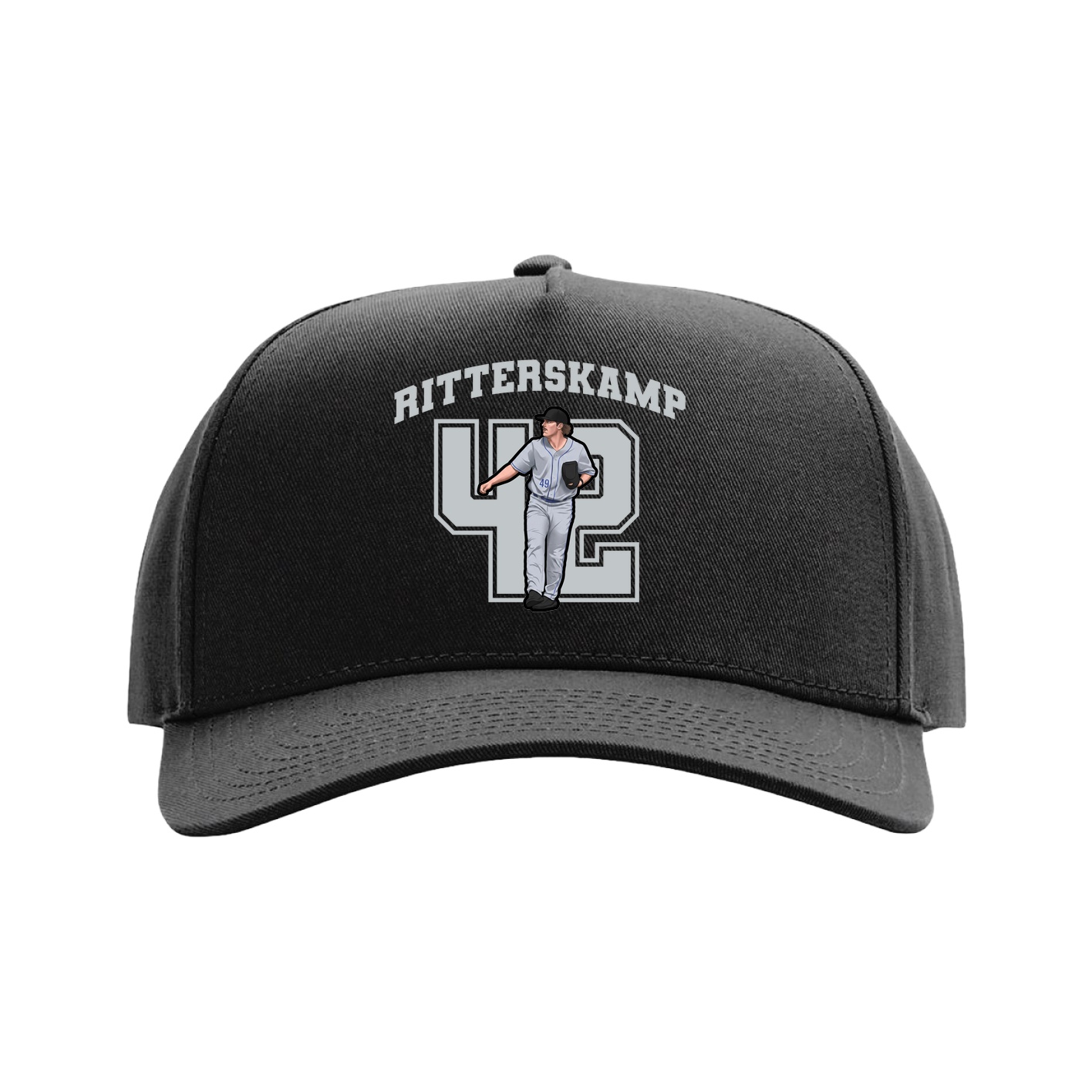 Full Fabric Five-Panel Champ Cap — Number in Black