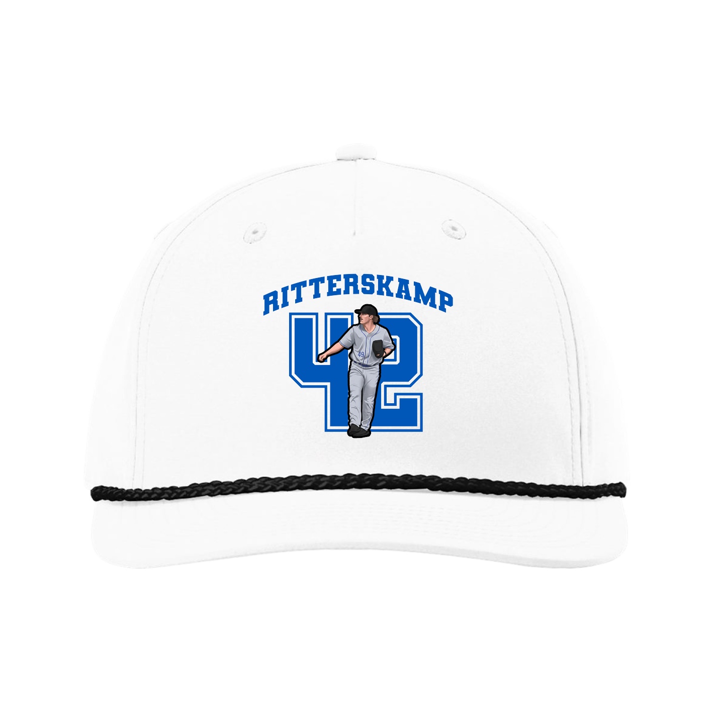Five-Panel Classic Rope Cap — Number in White