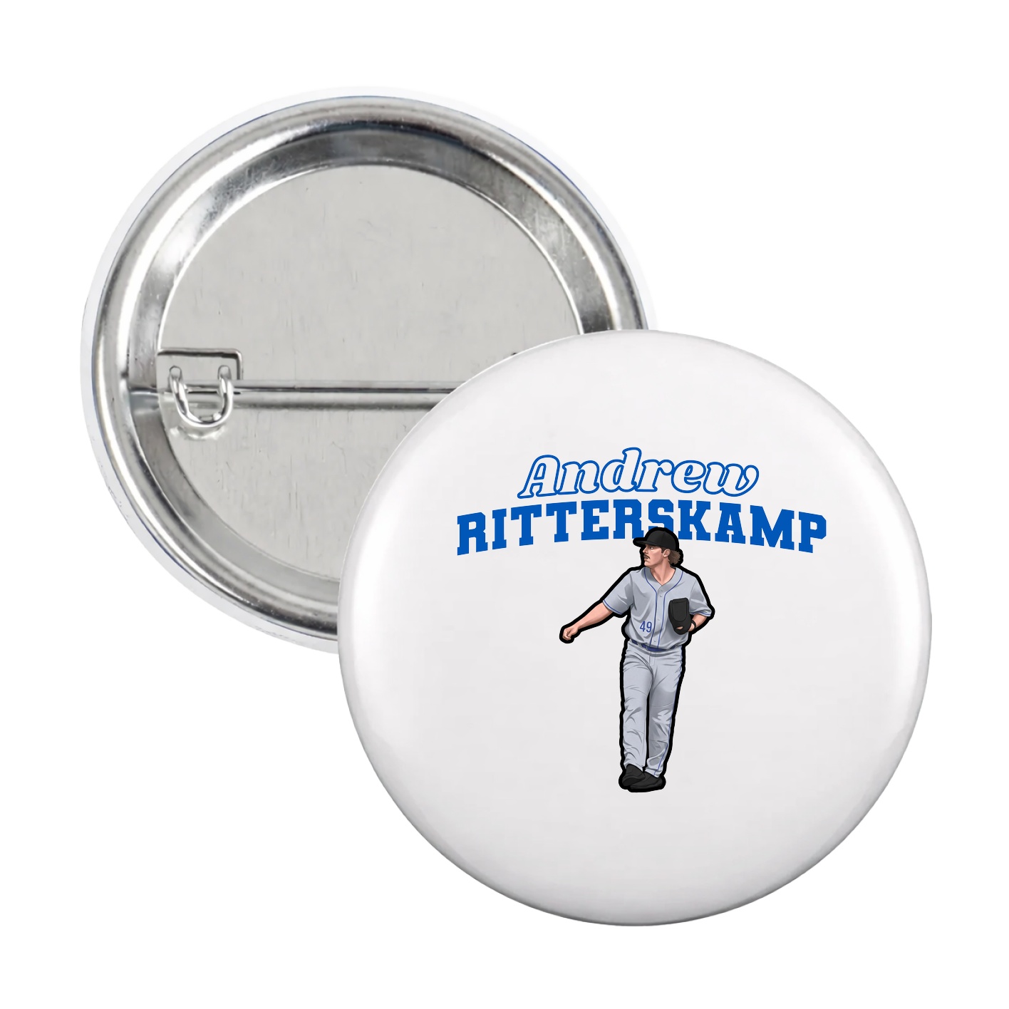 Game Day Button — Name Arch in White
