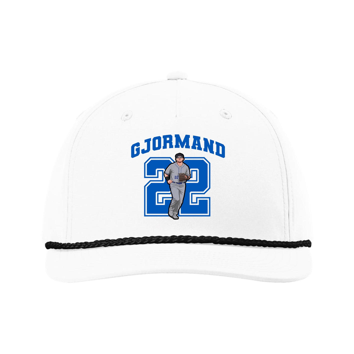 Five-Panel Classic Rope Cap — Number in White