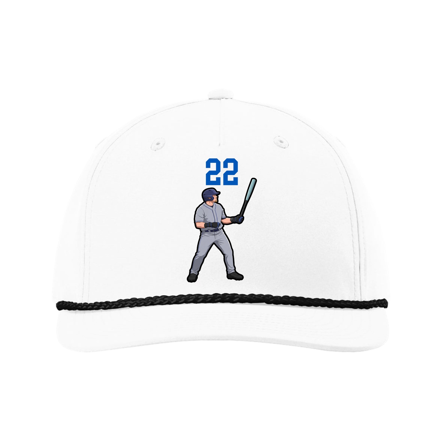 Five-Panel Classic Rope Cap — Number Top in White