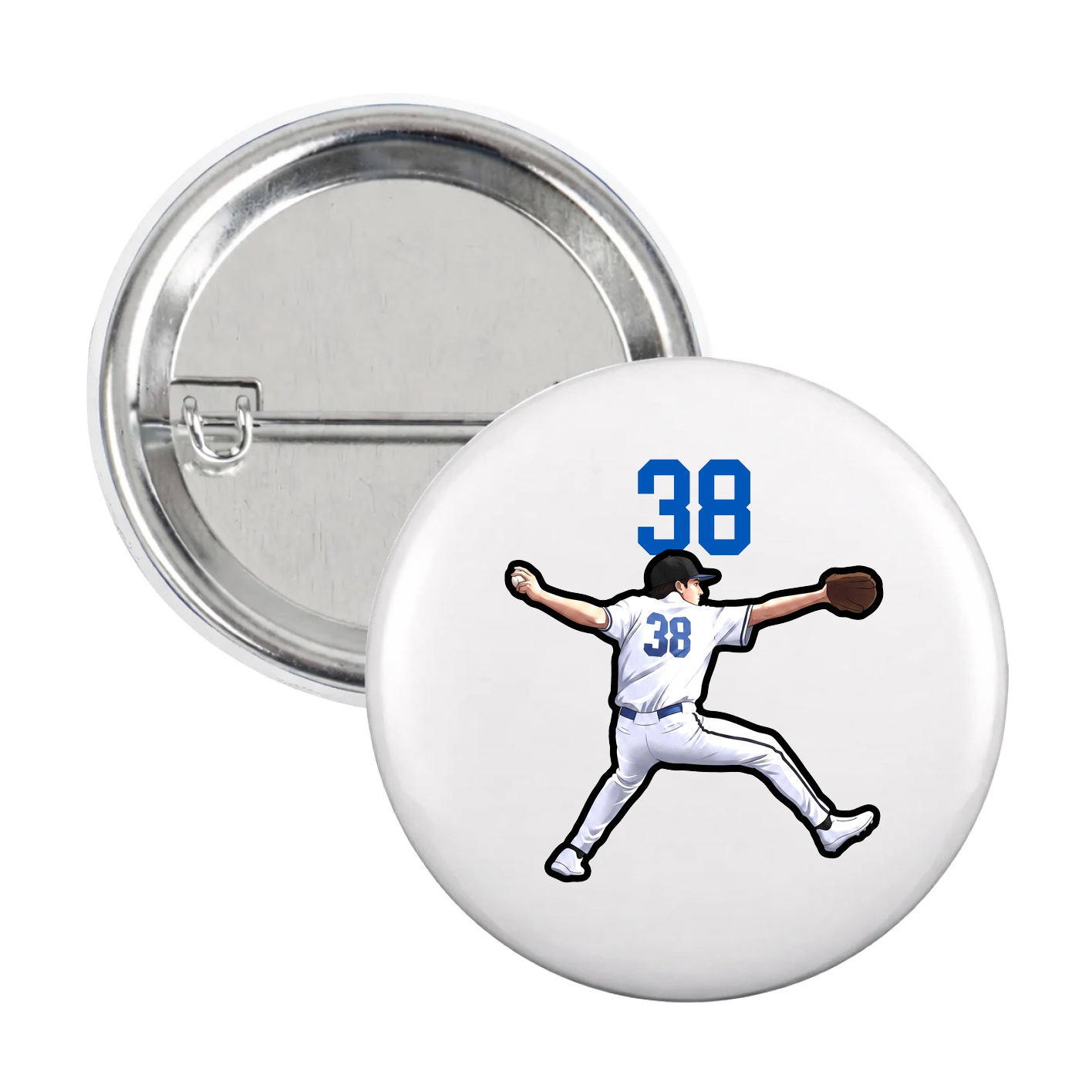 Game Day Button — Number Top in White