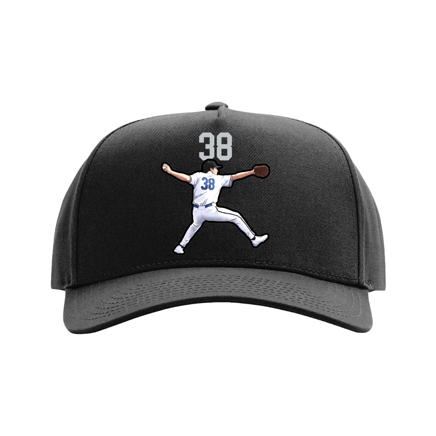 Full Fabric Five-Panel Champ Cap — Number Top in Black