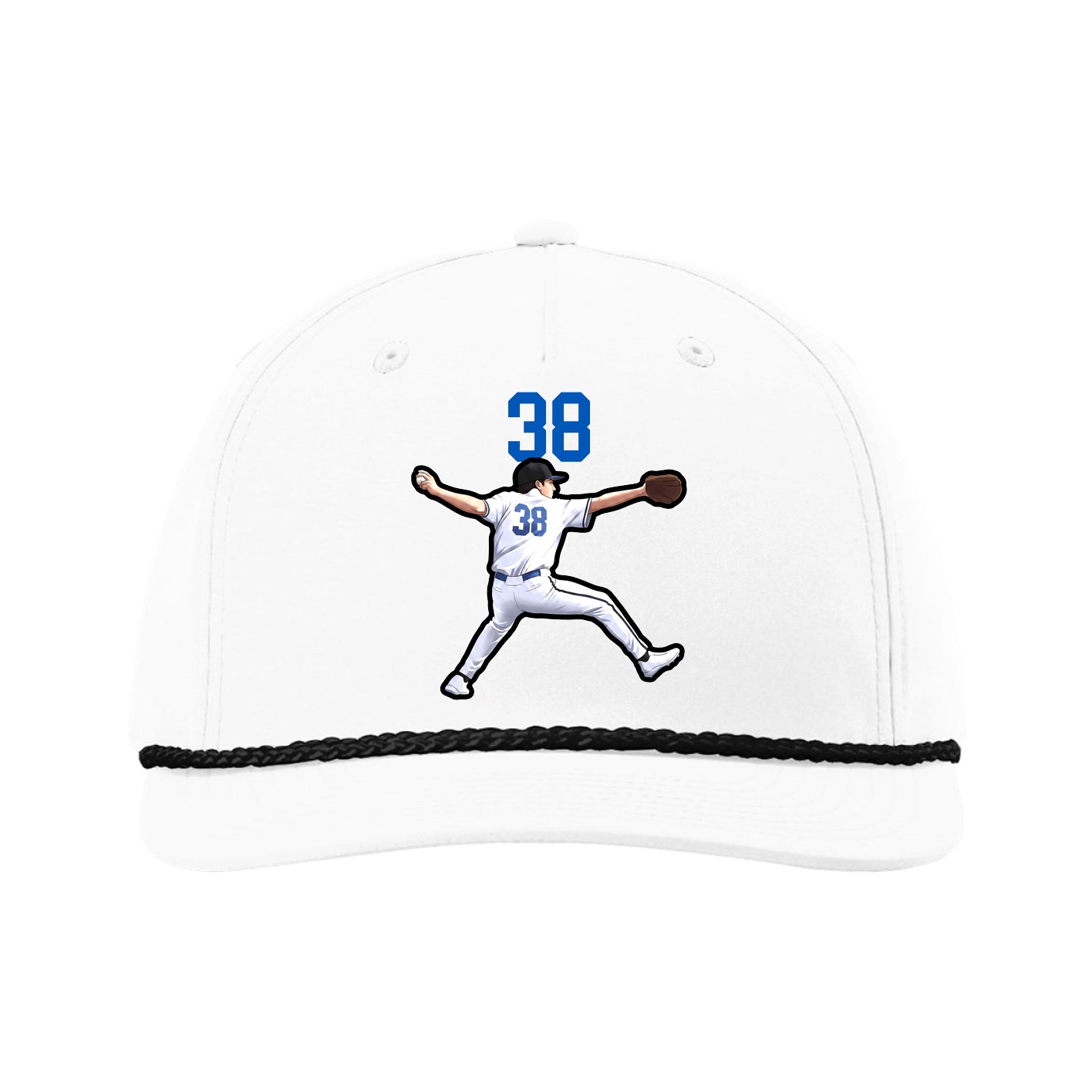 Five-Panel Classic Rope Cap — Number Top in White