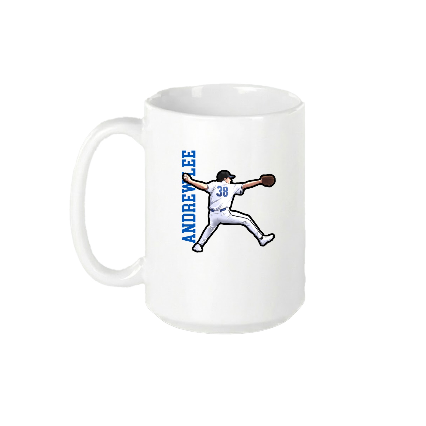 15oz Coffee Mug — Name Vertical in White