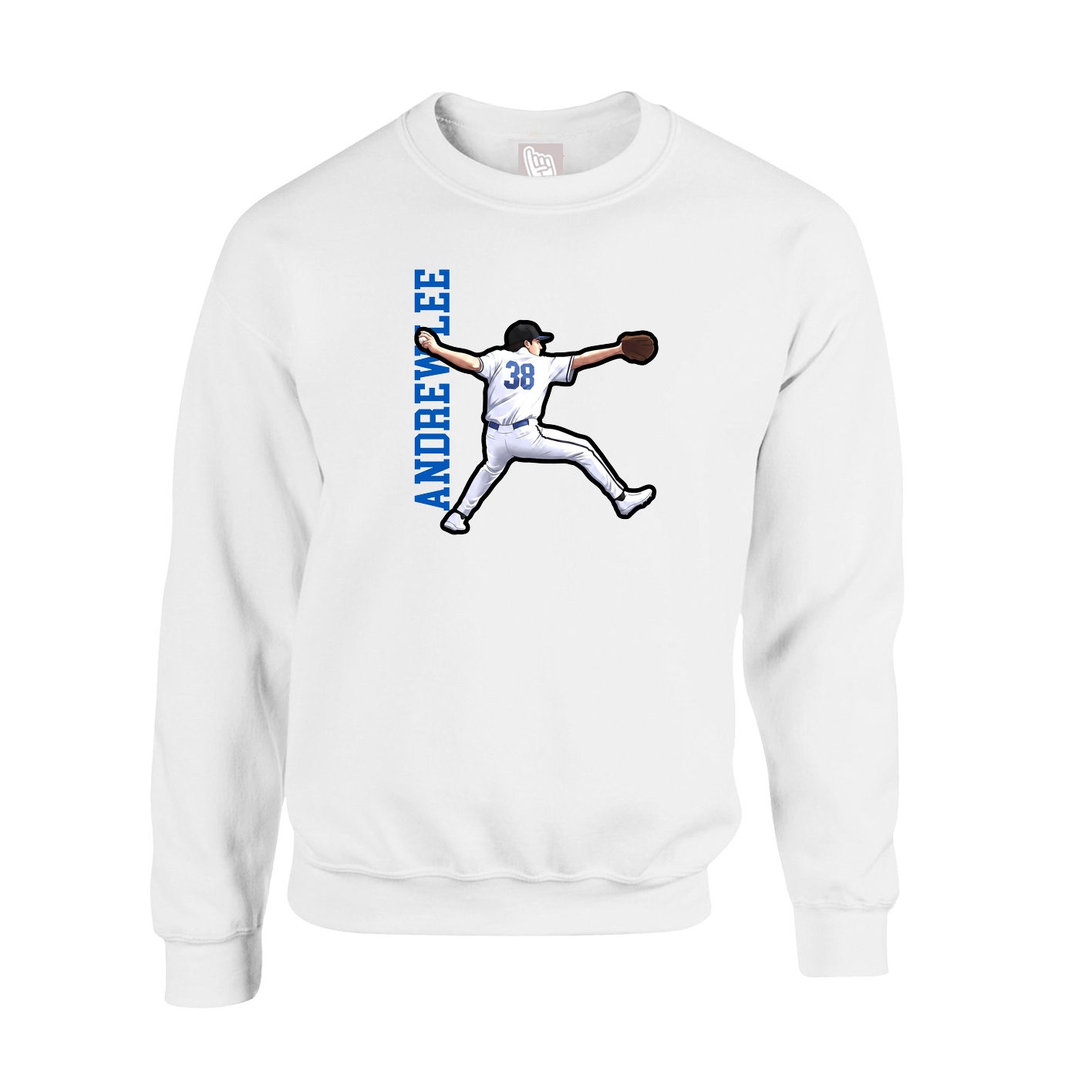 Fleece Crew — Name Vertical in White