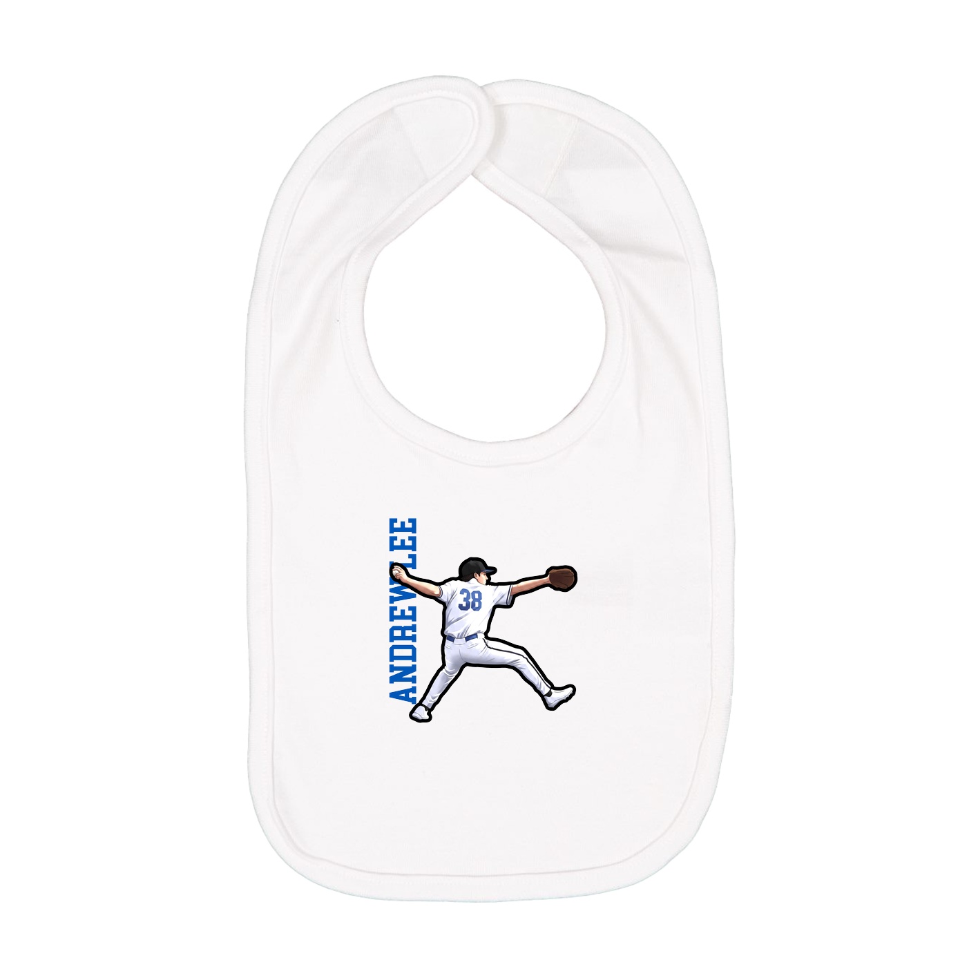Infant Bib — Name Vertical in White