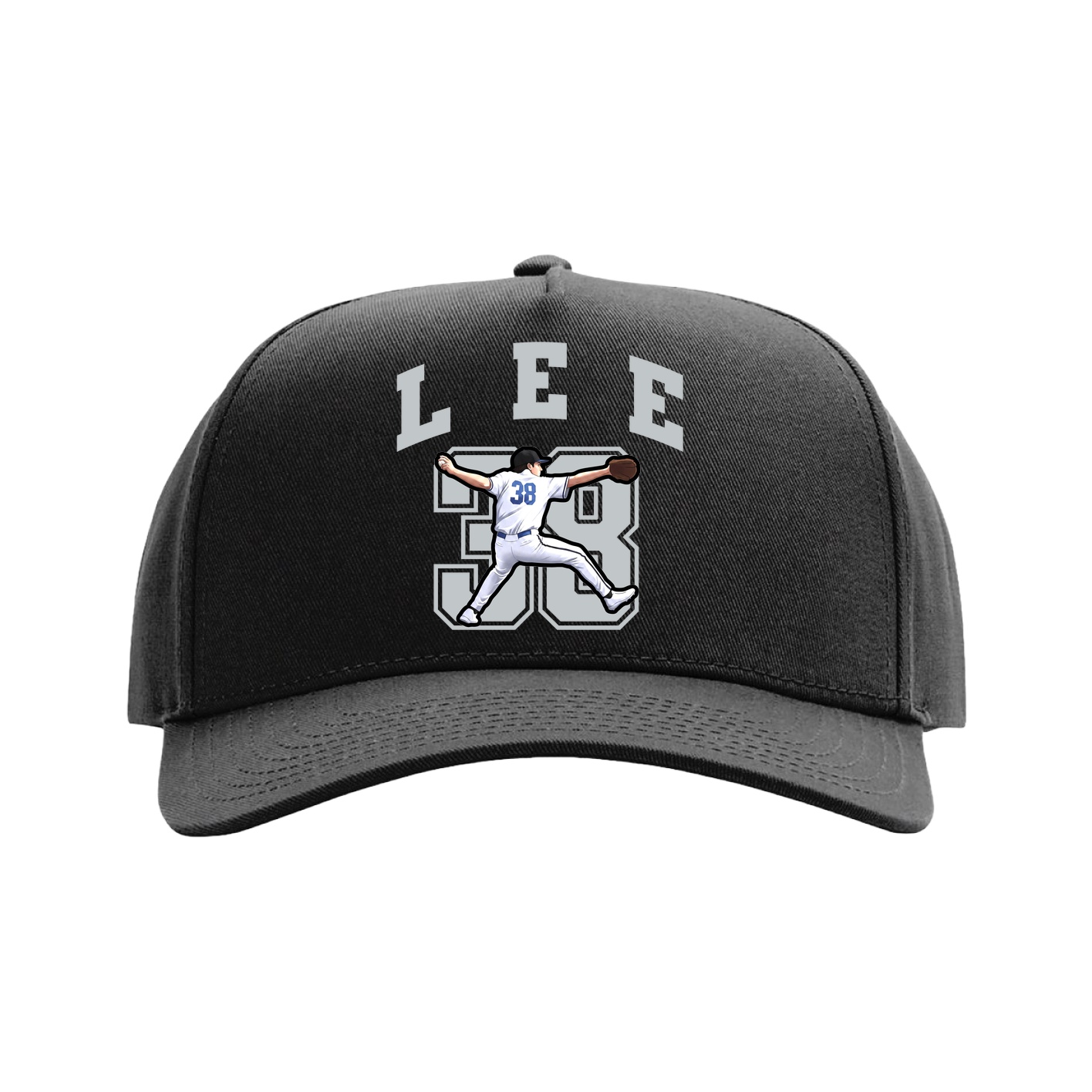 Full Fabric Five-Panel Champ Cap — Number in Black