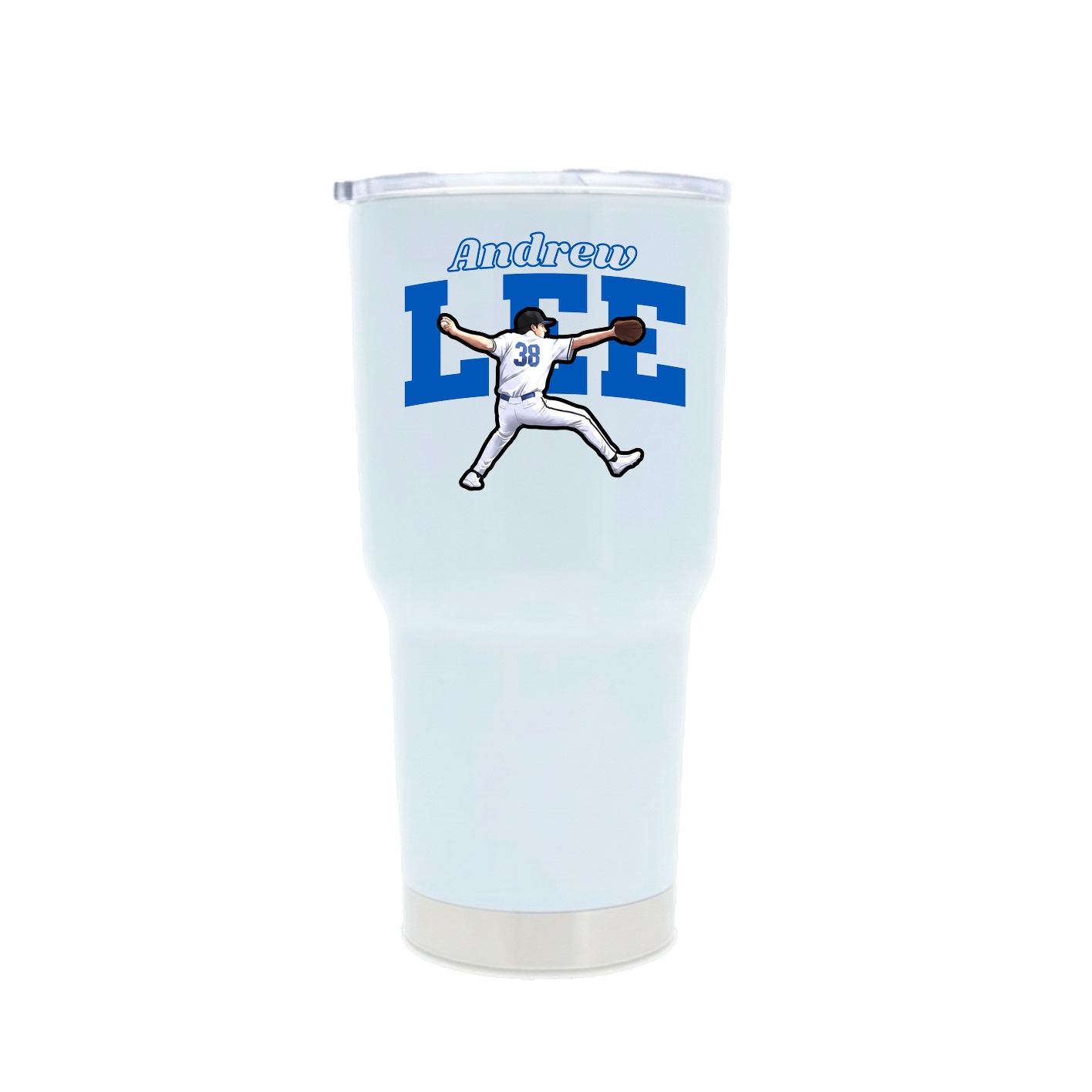 30oz Stainless Steel Tumbler — Name Arch in White