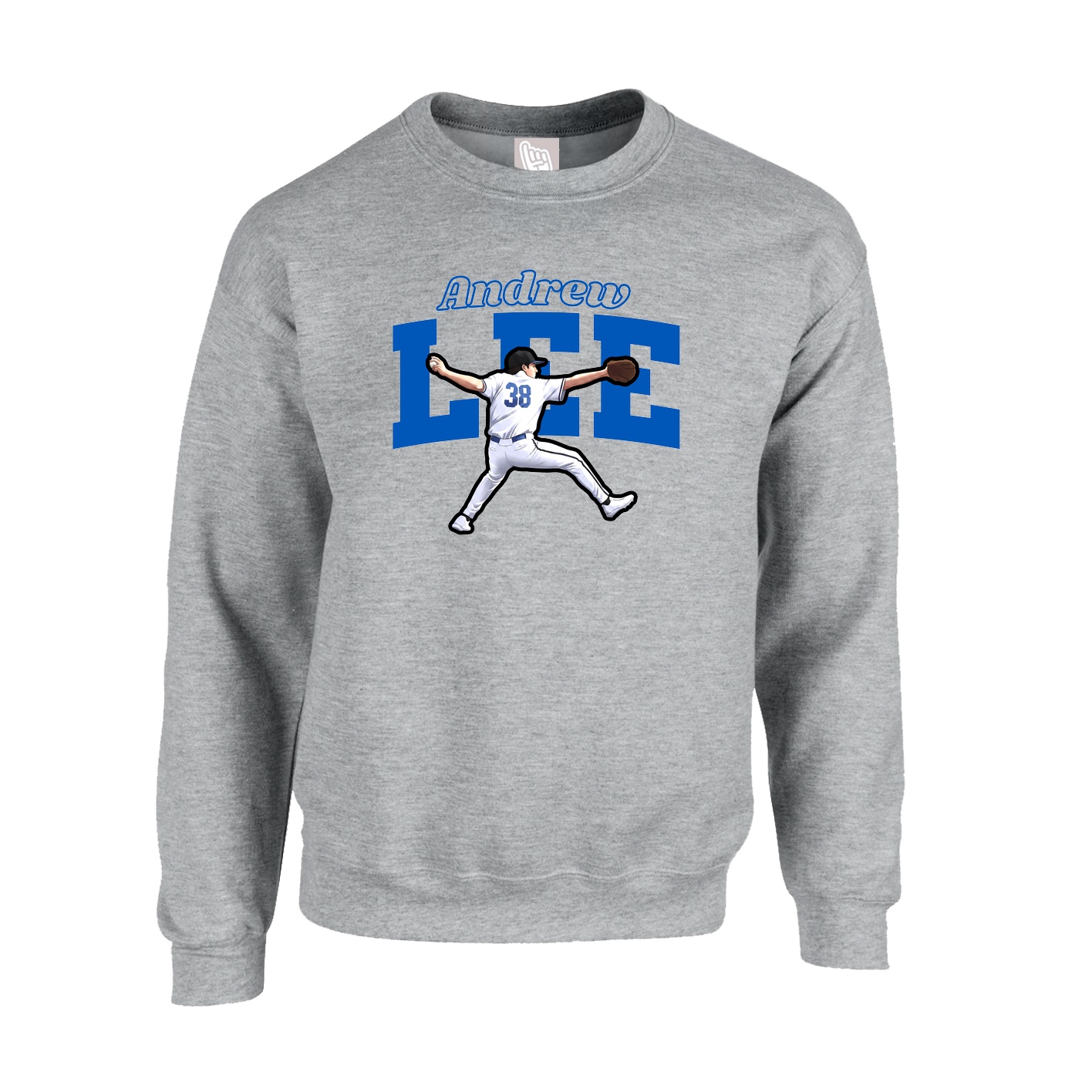 Fleece Crew — Name Arch in Grey