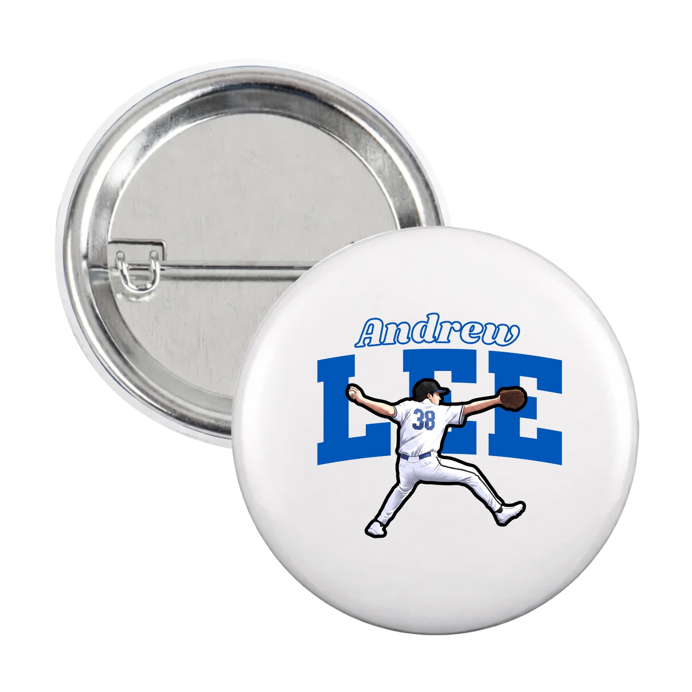 Game Day Button — Name Arch in White