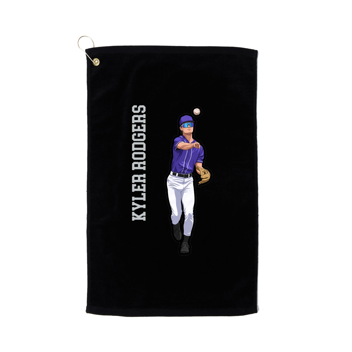 Golf Towel — Name Vertical in Black