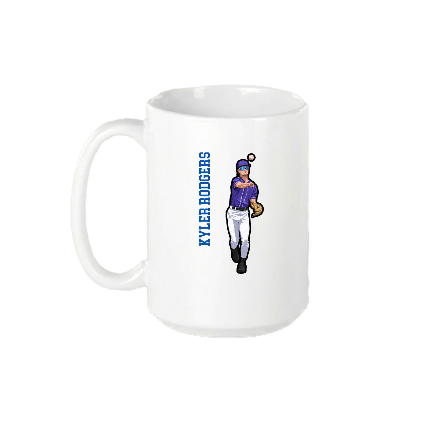 15oz Coffee Mug — Name Vertical in White