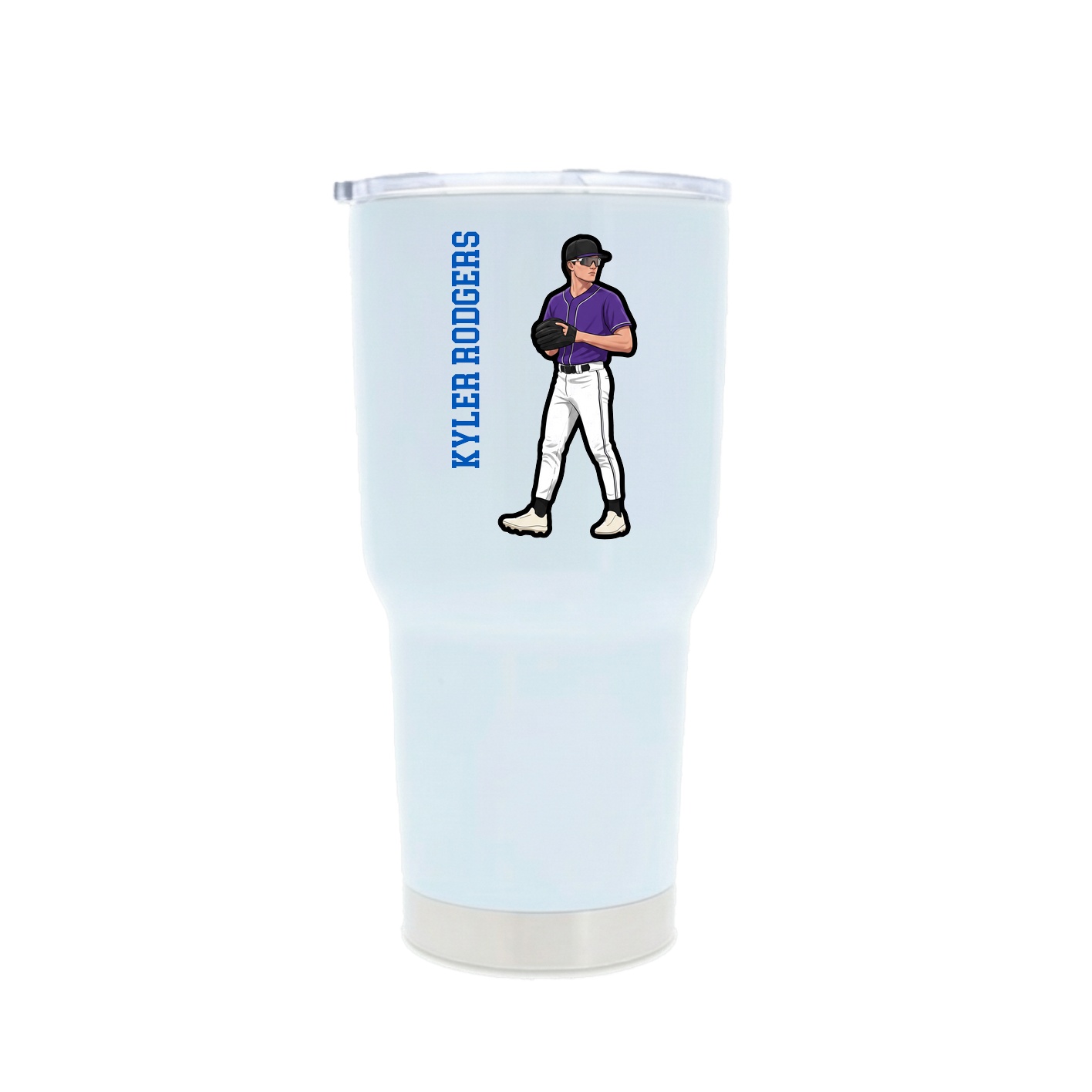 30oz Stainless Steel Tumbler — Name Vertical in White