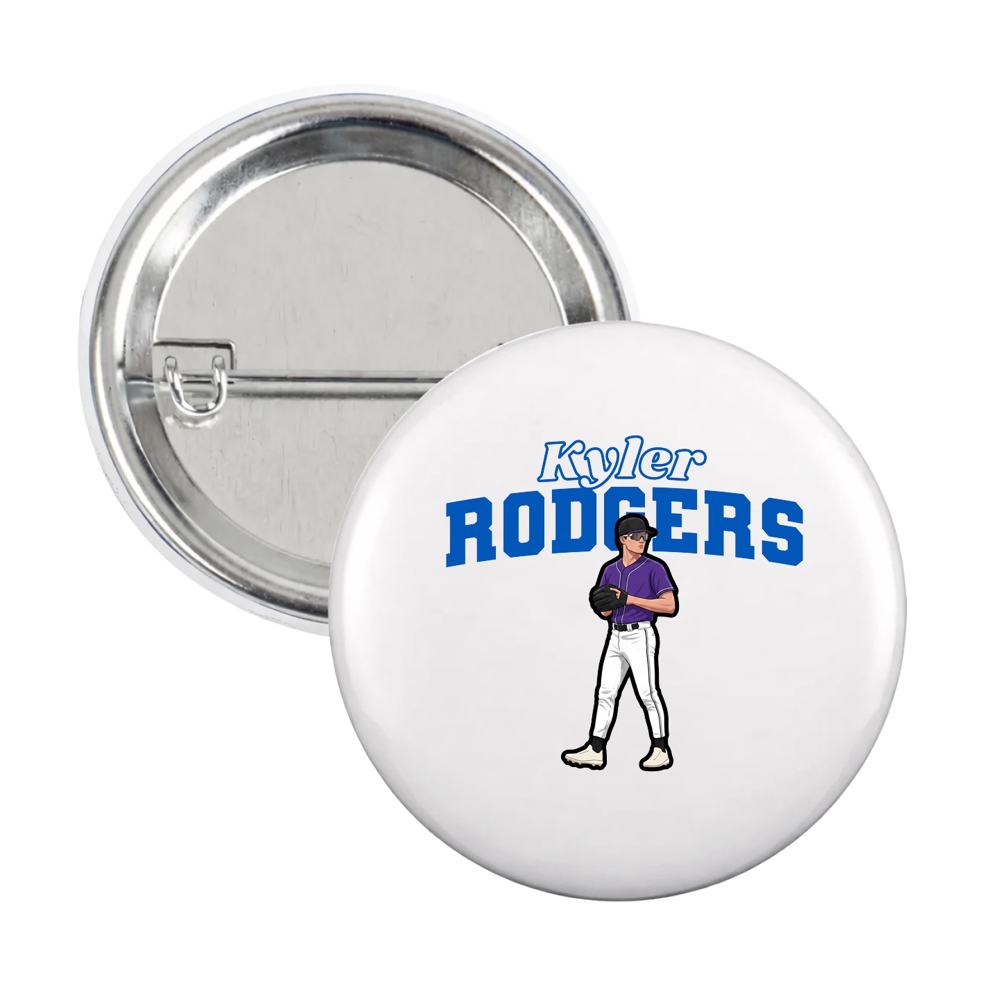 Game Day Button — Name Arch in White