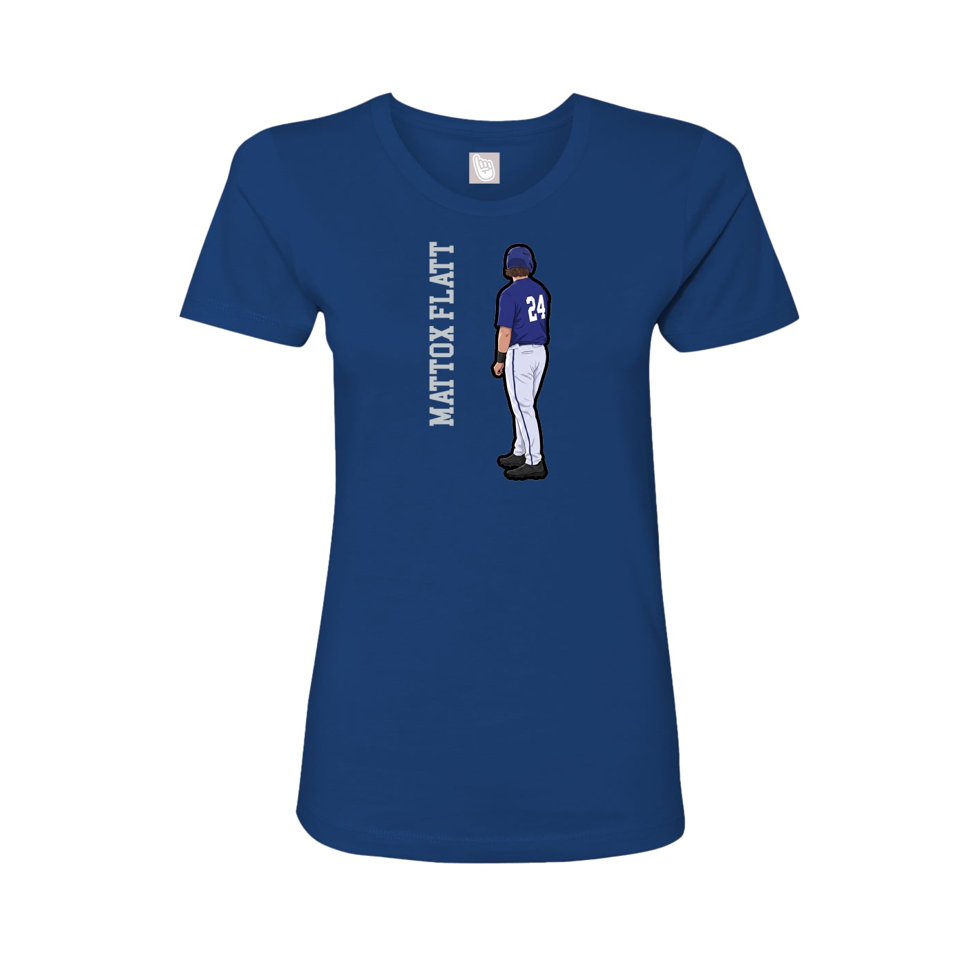 Fitted Women's Tee — Name Vertical in Royal