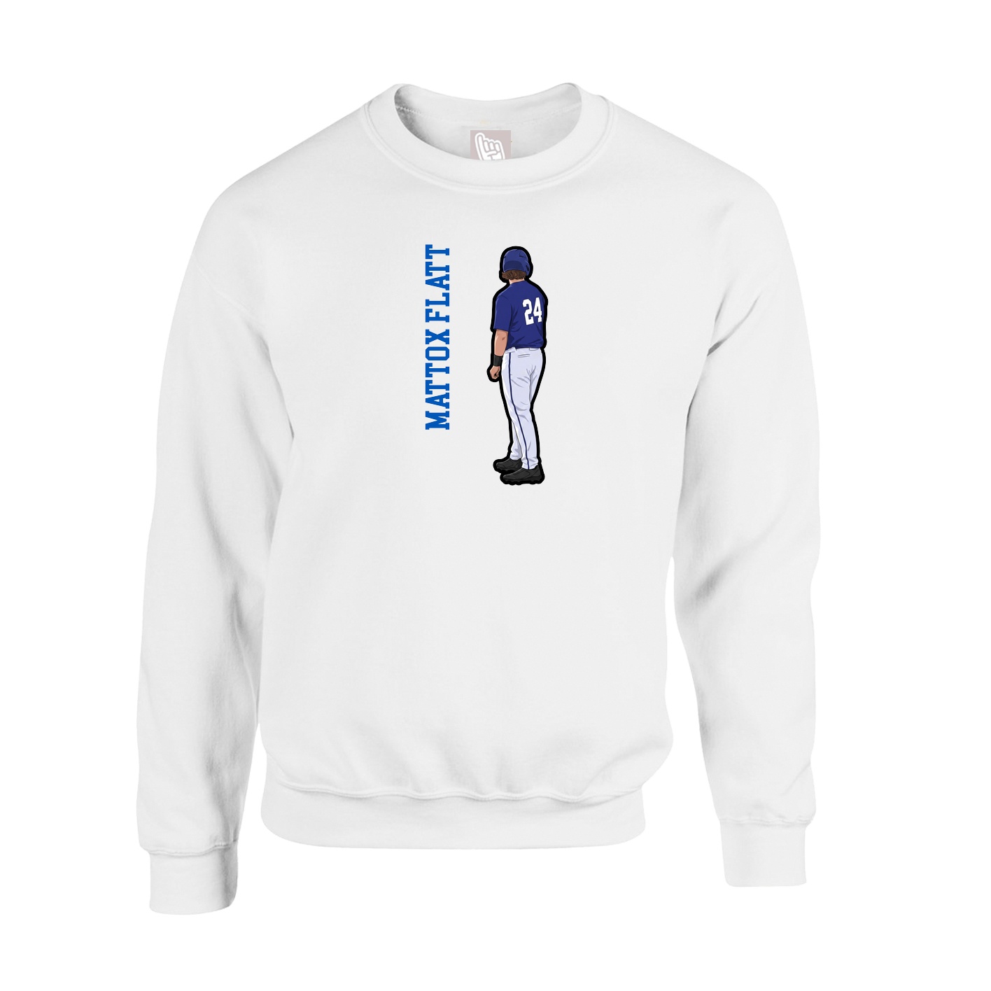 Fleece Crew — Name Vertical in White