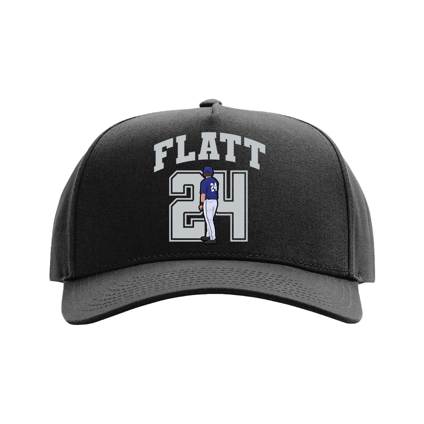 Full Fabric Five-Panel Champ Cap — Number in Black