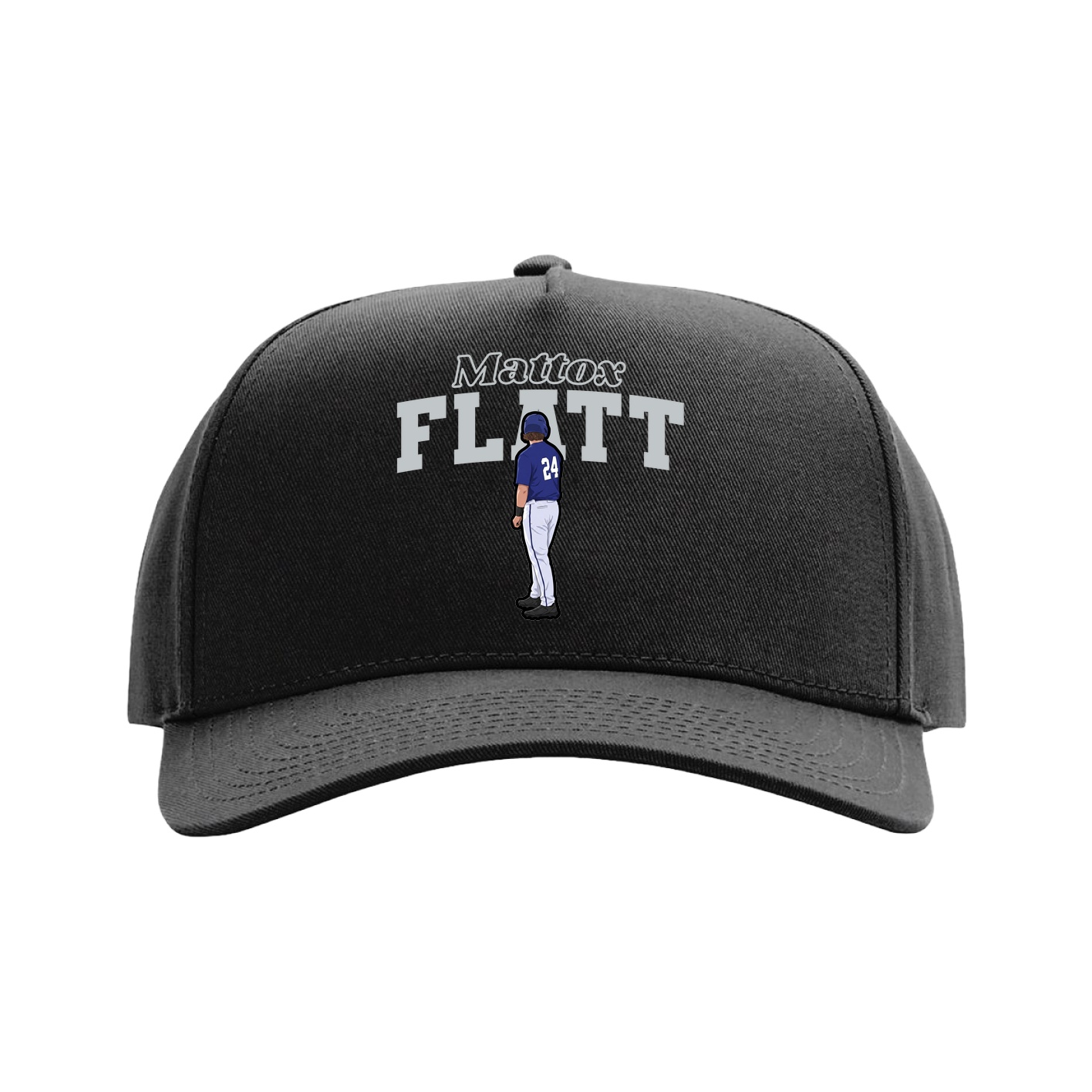Full Fabric Five-Panel Champ Cap — Name Arch in Black