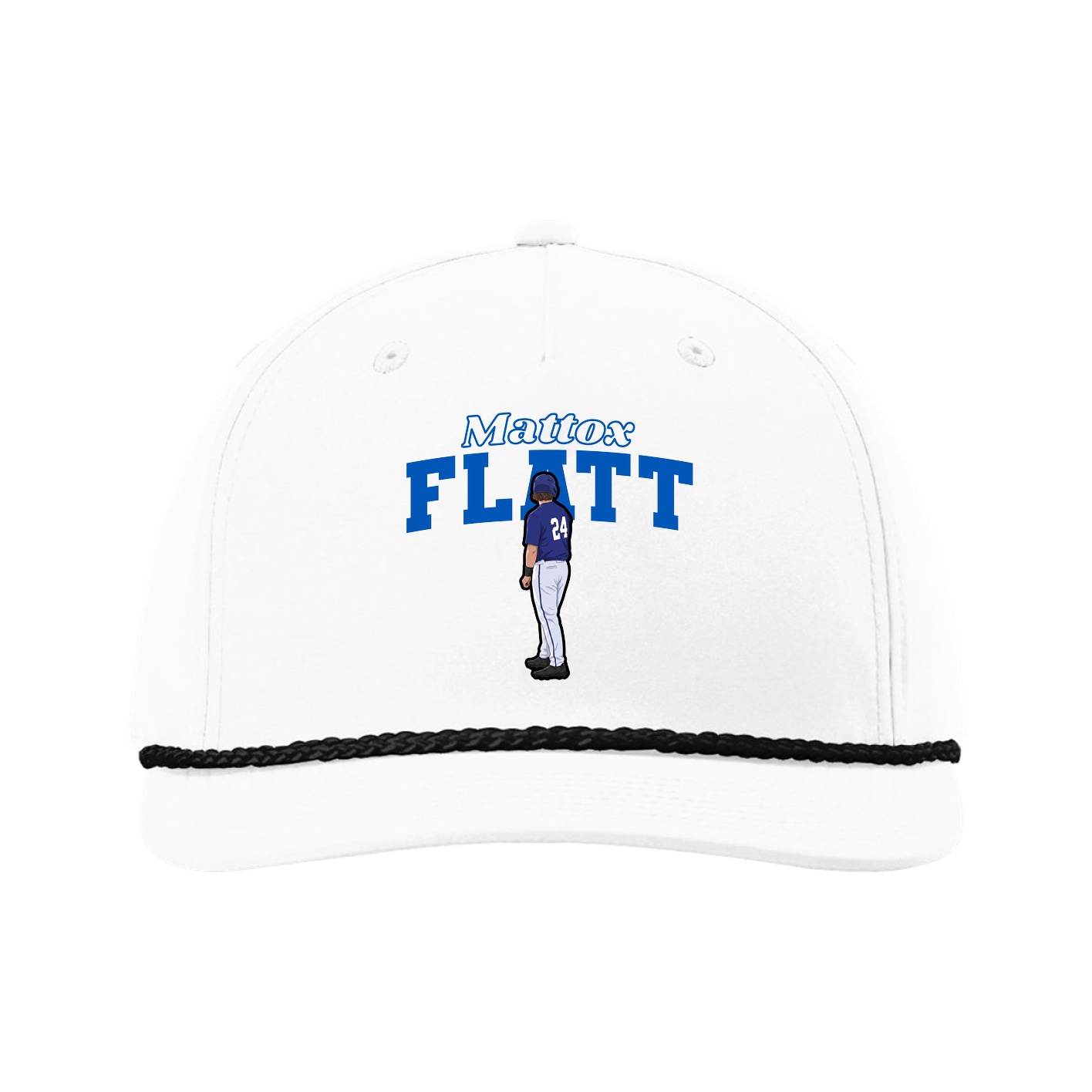Five-Panel Classic Rope Cap — Name Arch in White