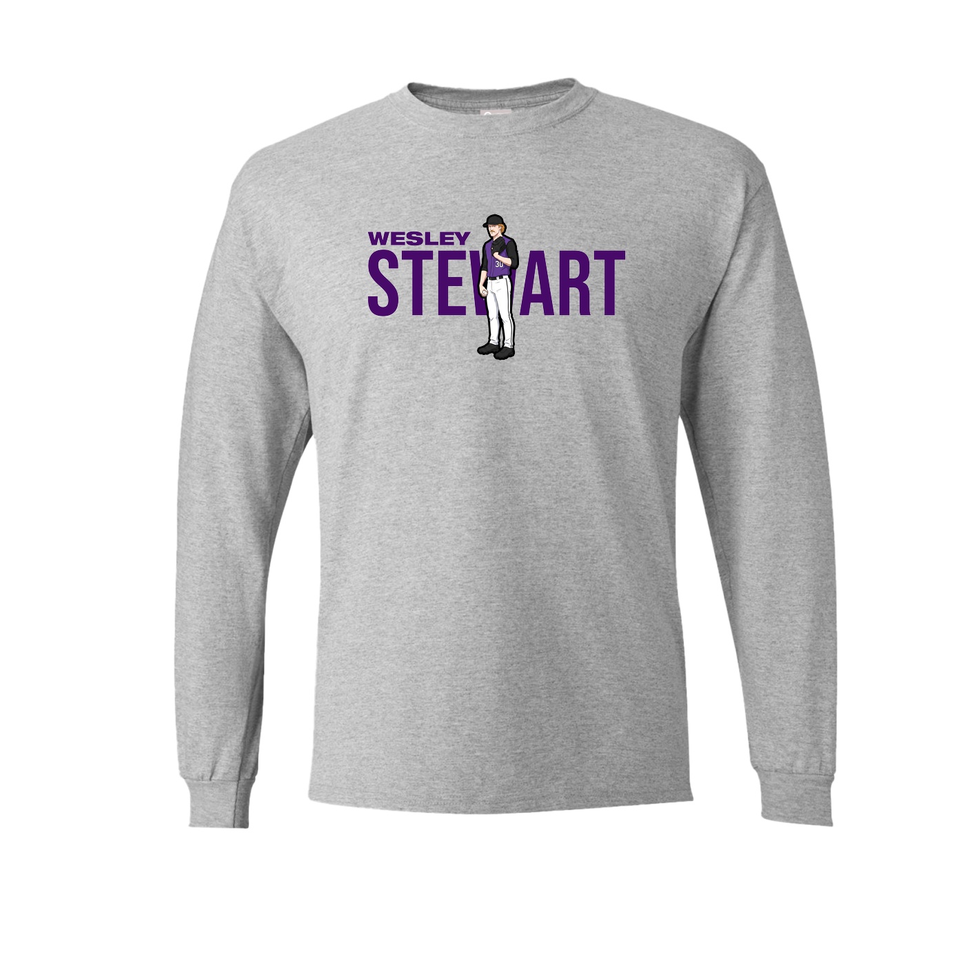 Long Sleeve Tee — Player Name in Grey