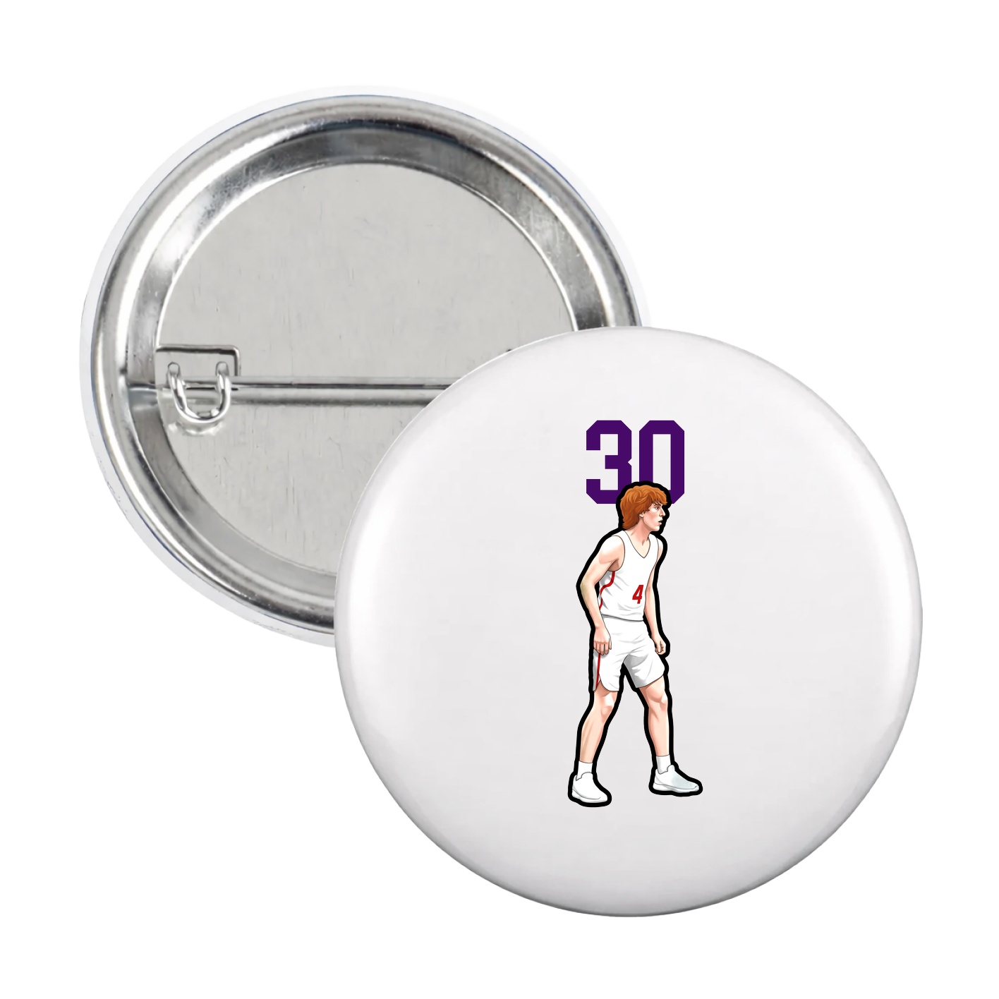 Game Day Button — Number Top in White