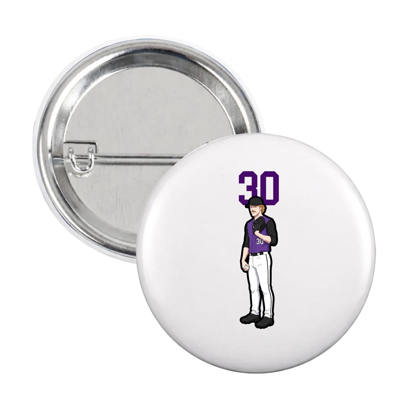 Game Day Button — Number Top in White
