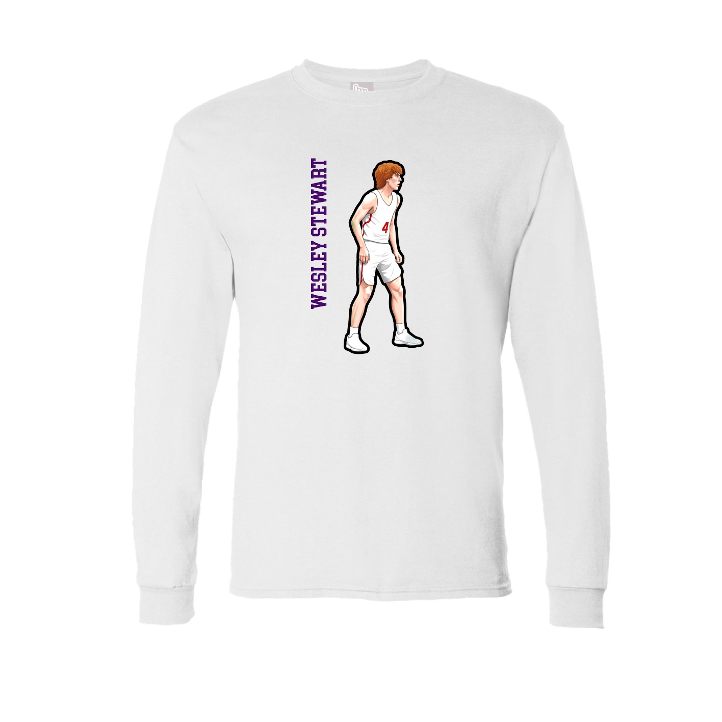 Long Sleeve Tee — Name Vertical in White