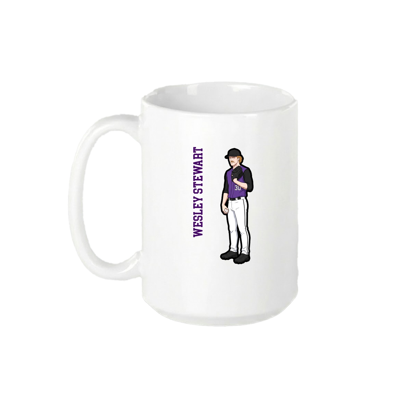 15oz Coffee Mug — Name Vertical in White