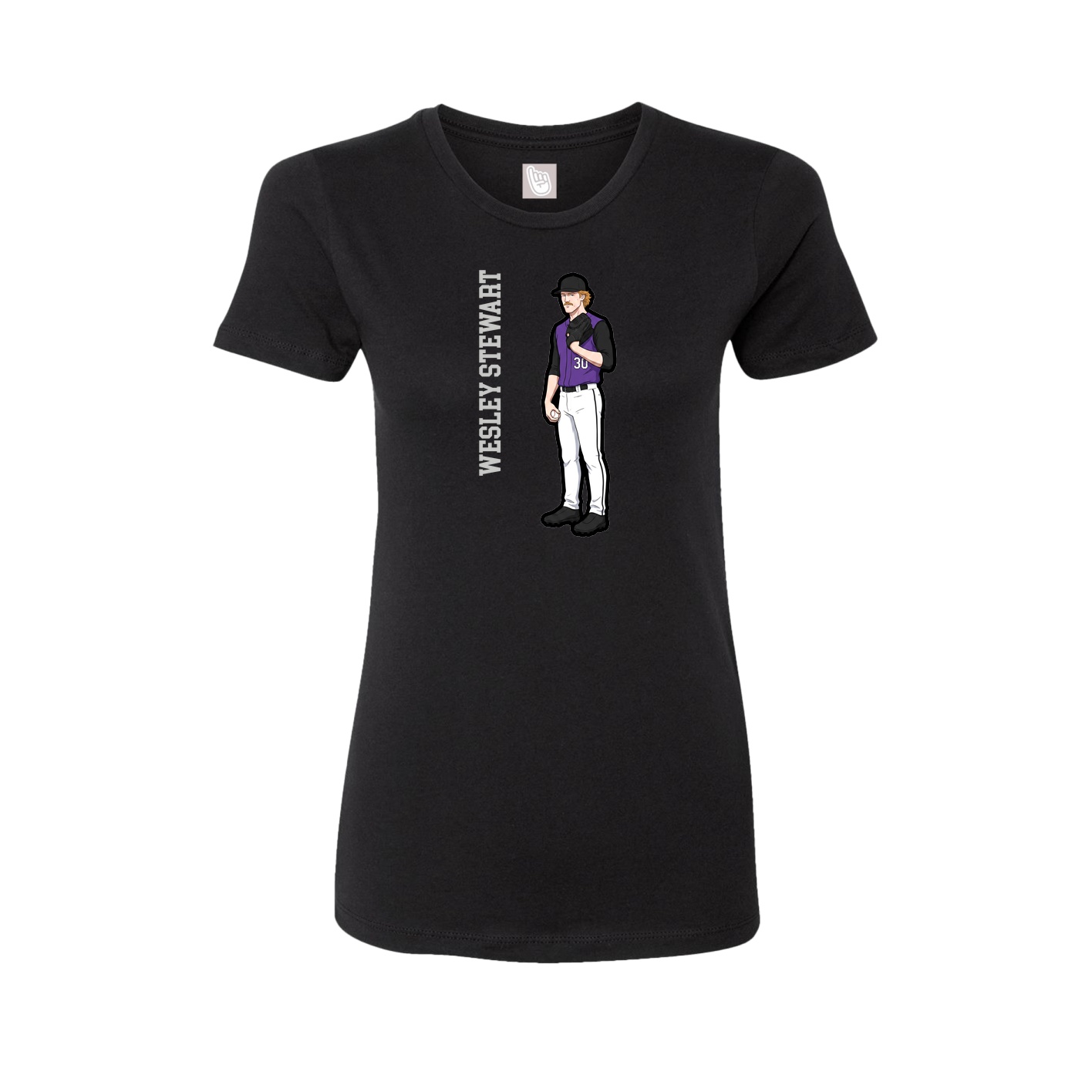 Fitted Women's Tee — Name Vertical in Black
