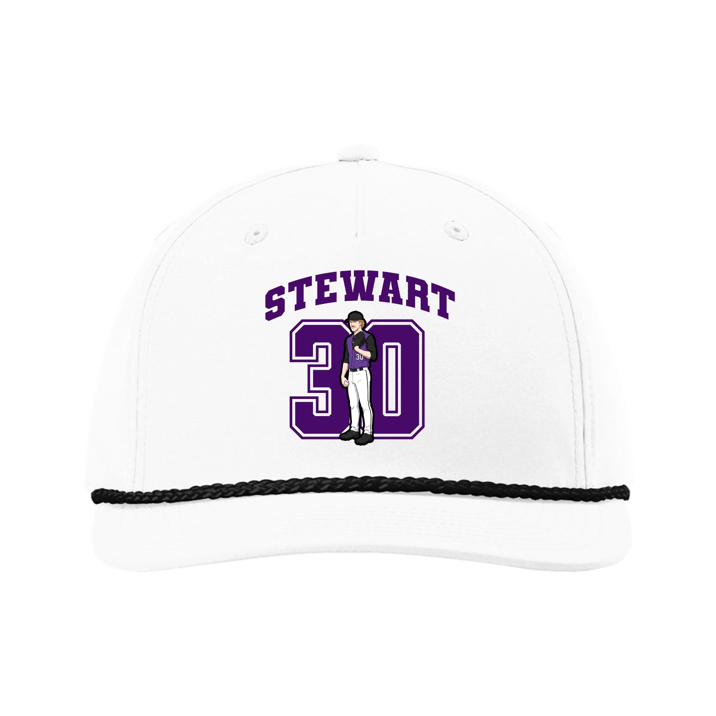 Five-Panel Classic Rope Cap — Number in White