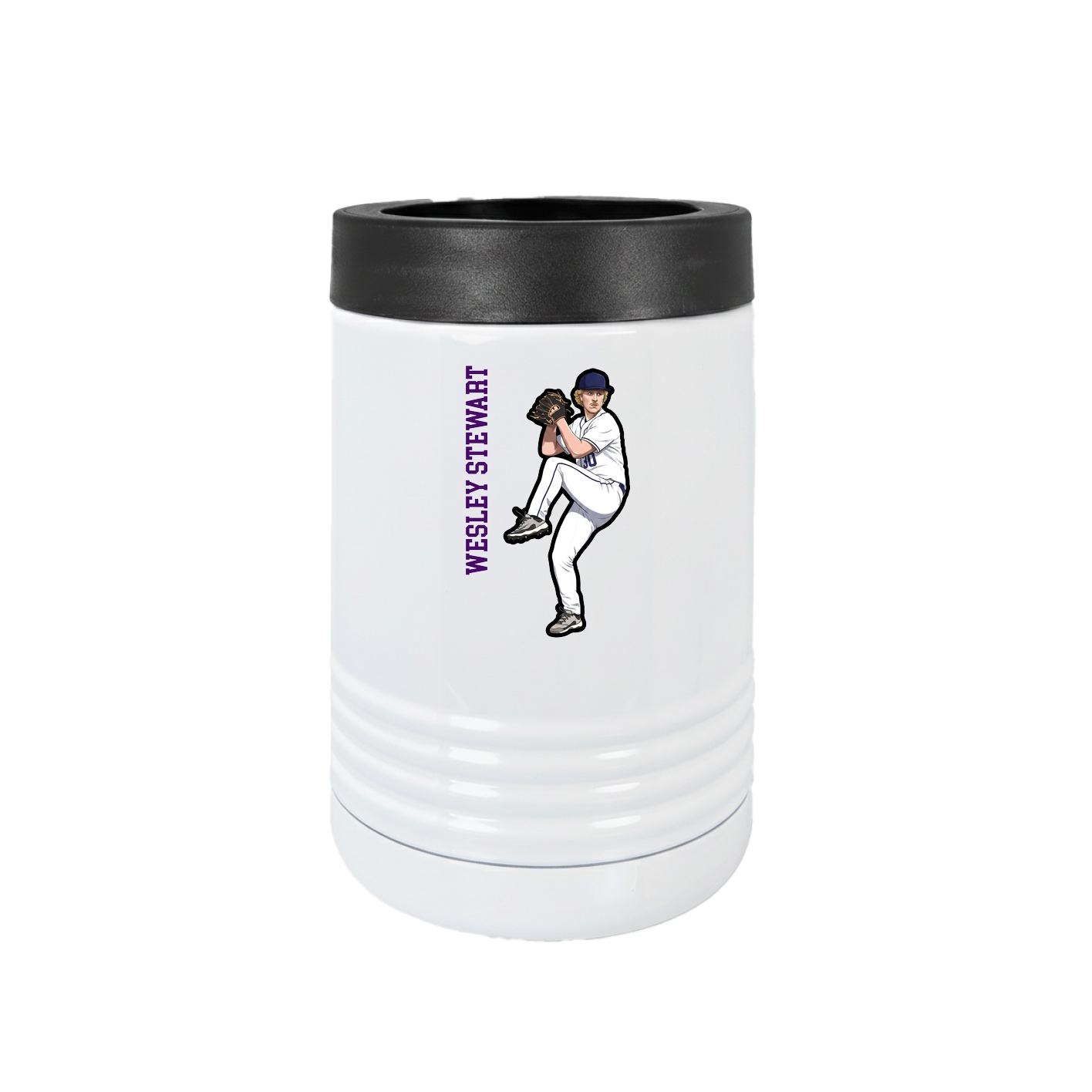 Beverage Holder — Name Vertical in White