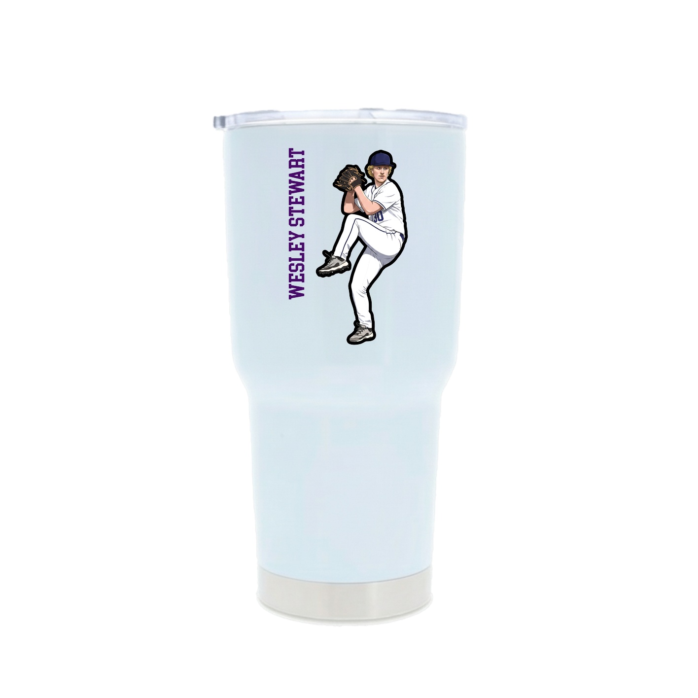 30oz Stainless Steel Tumbler — Name Vertical in White