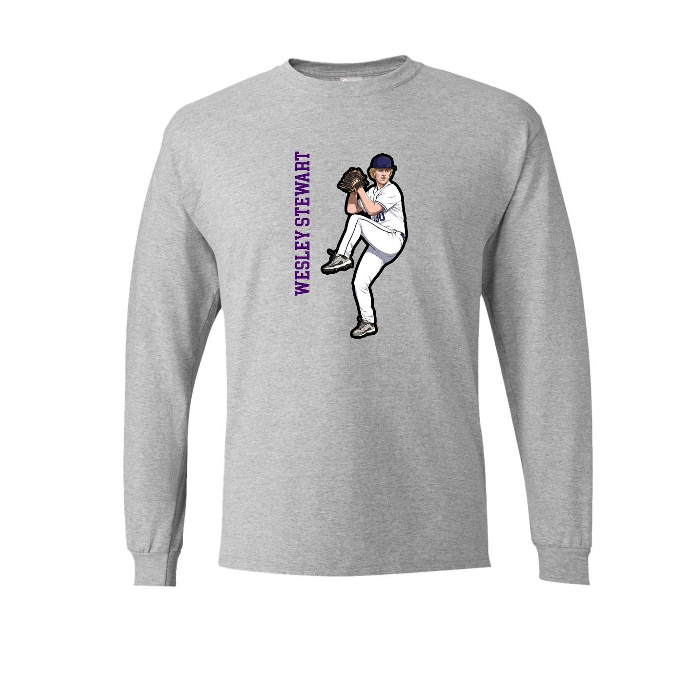 Long Sleeve Tee — Name Vertical in Grey