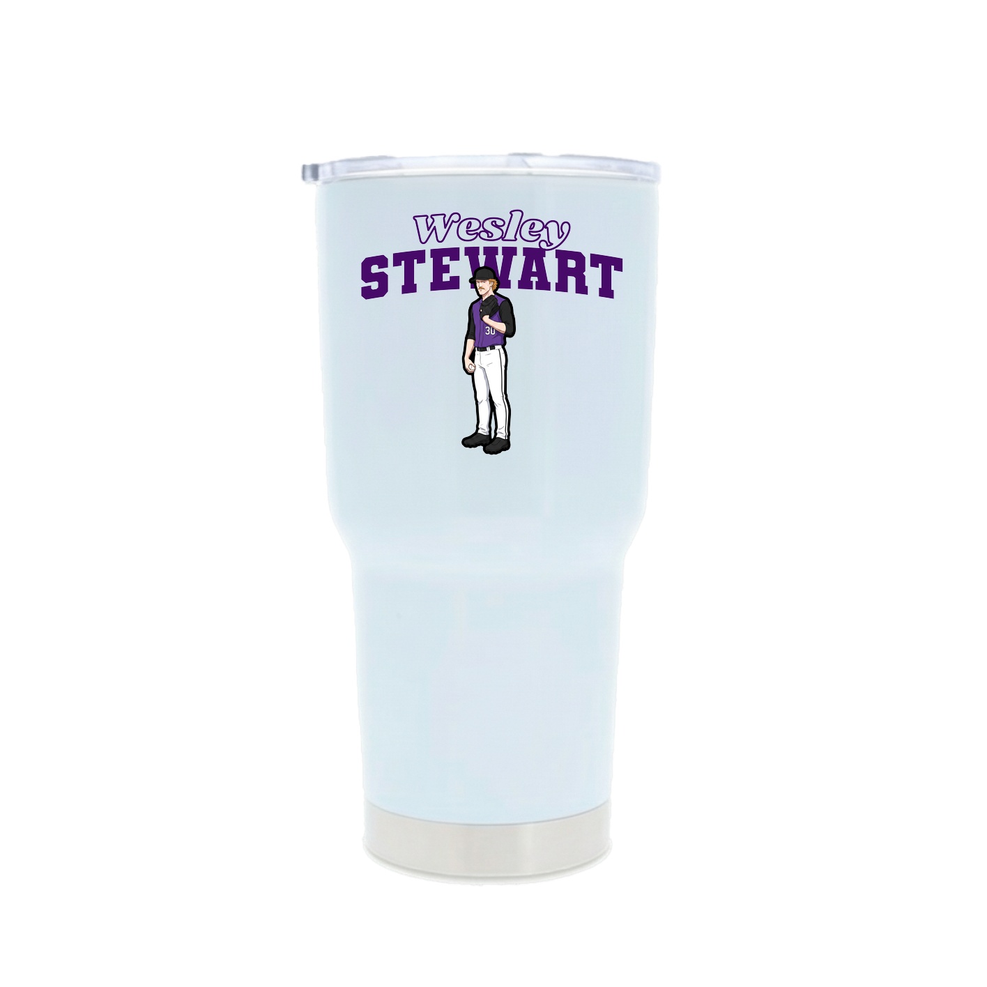 30oz Stainless Steel Tumbler — Name Arch in White
