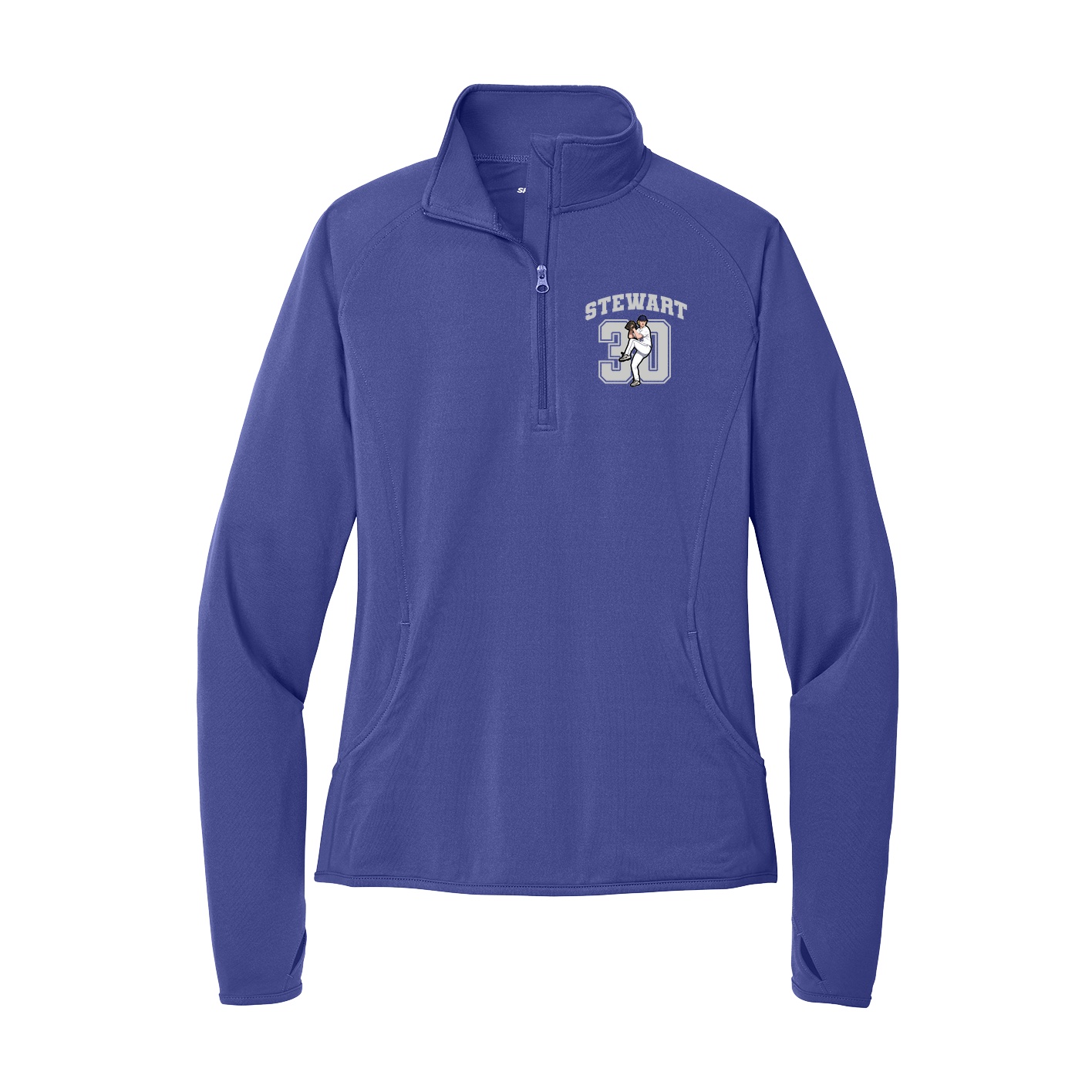 Women's Q-Zip Pullover — Number in Purple