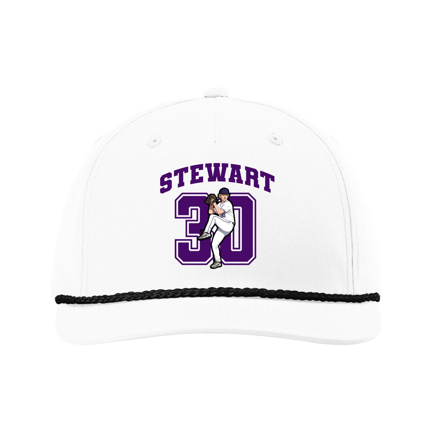 Five-Panel Classic Rope Cap — Number in White