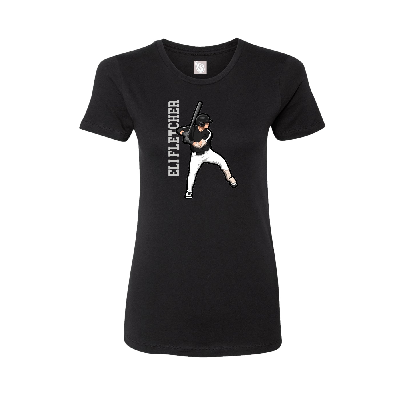 Fitted Women's Tee — Name Vertical in Black