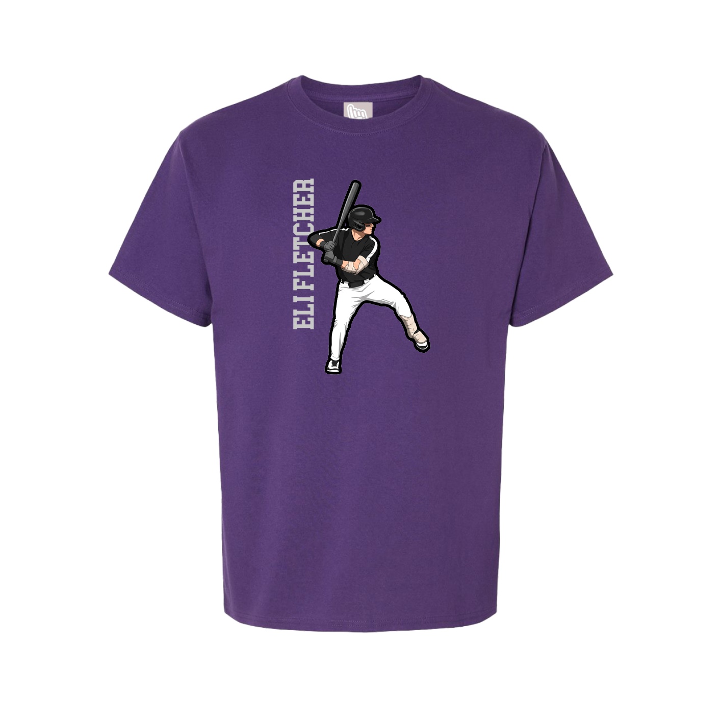 Youth Tee — Name Vertical in Purple