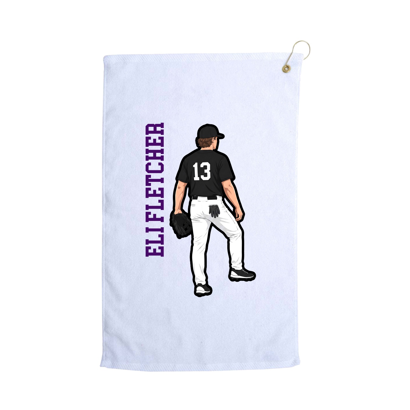 Golf Towel — Name Vertical in White