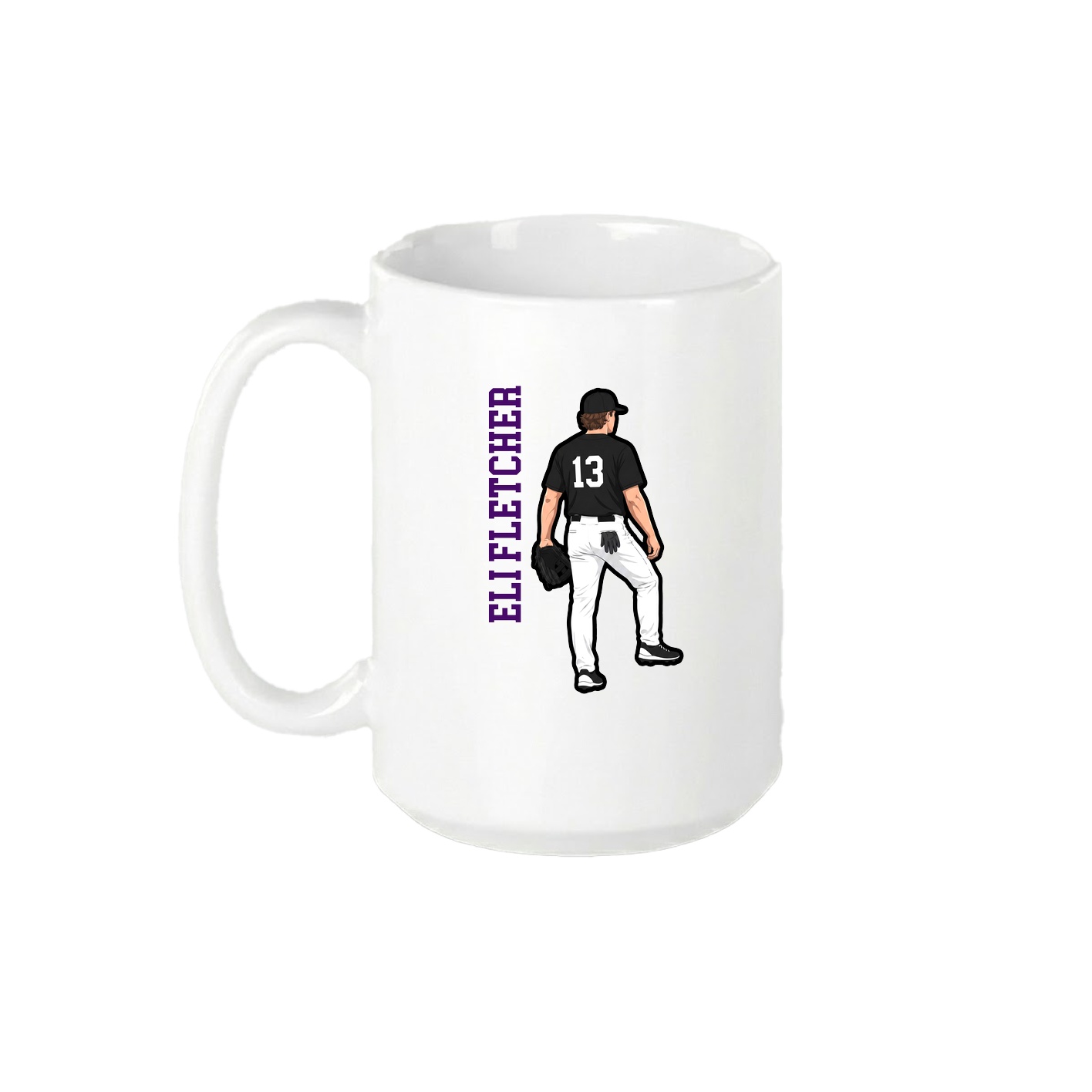 15oz Coffee Mug — Name Vertical in White