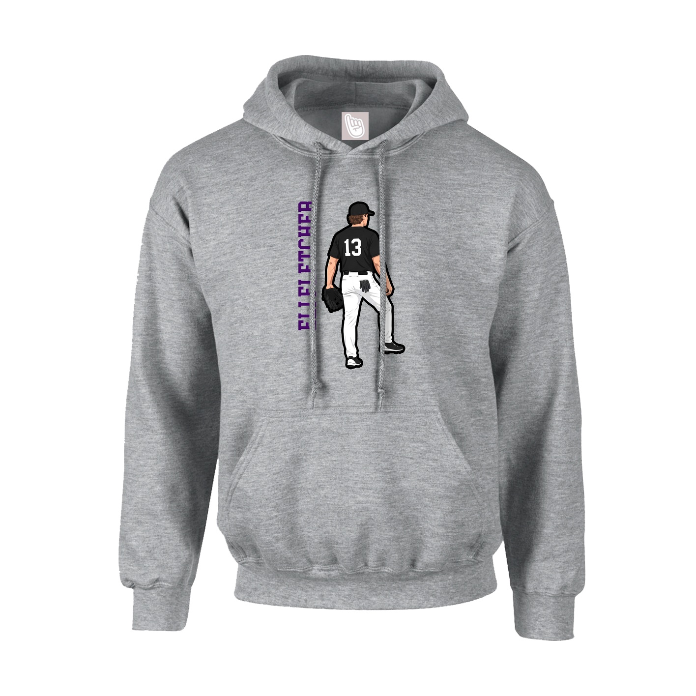 Youth Hoodie — Name Vertical in Grey