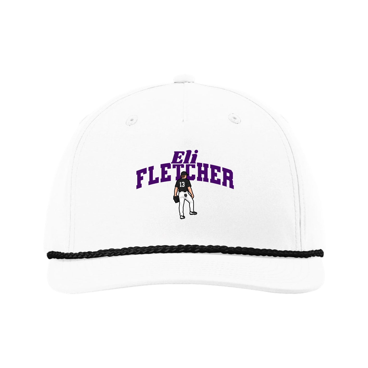 Five-Panel Classic Rope Cap — Signature Arch in White