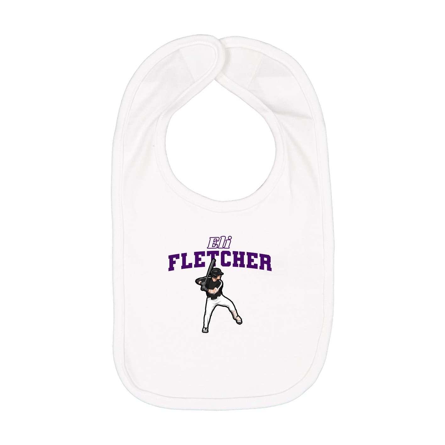 Infant Bib — Name Arch in White