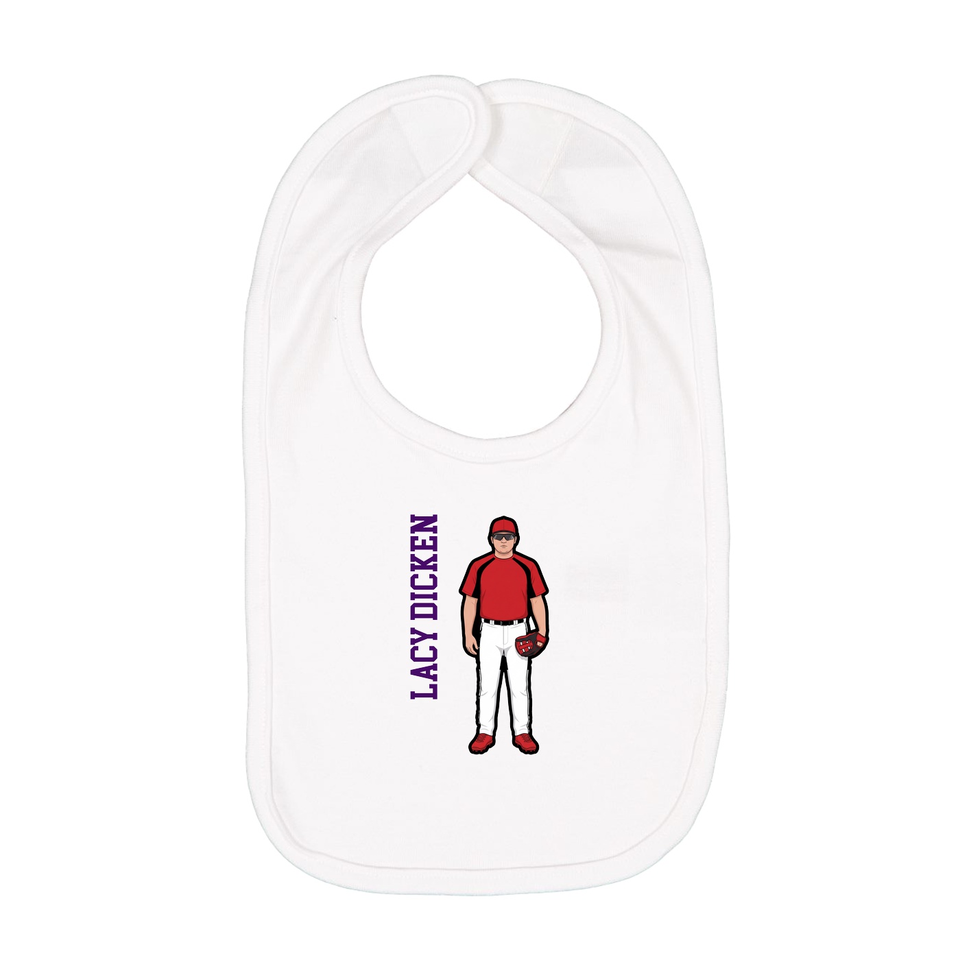 Infant Bib — Name Vertical in White