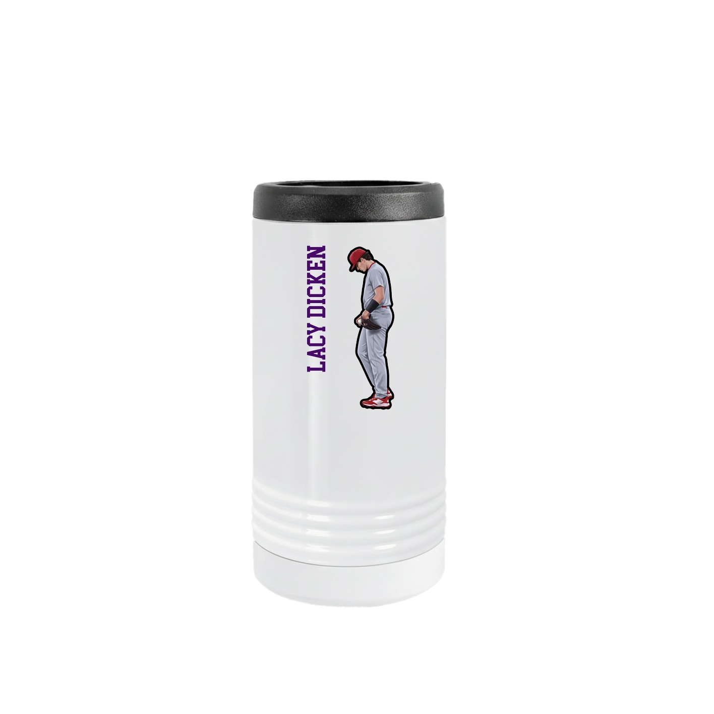 Slim Beverage Holder — Name Vertical in White