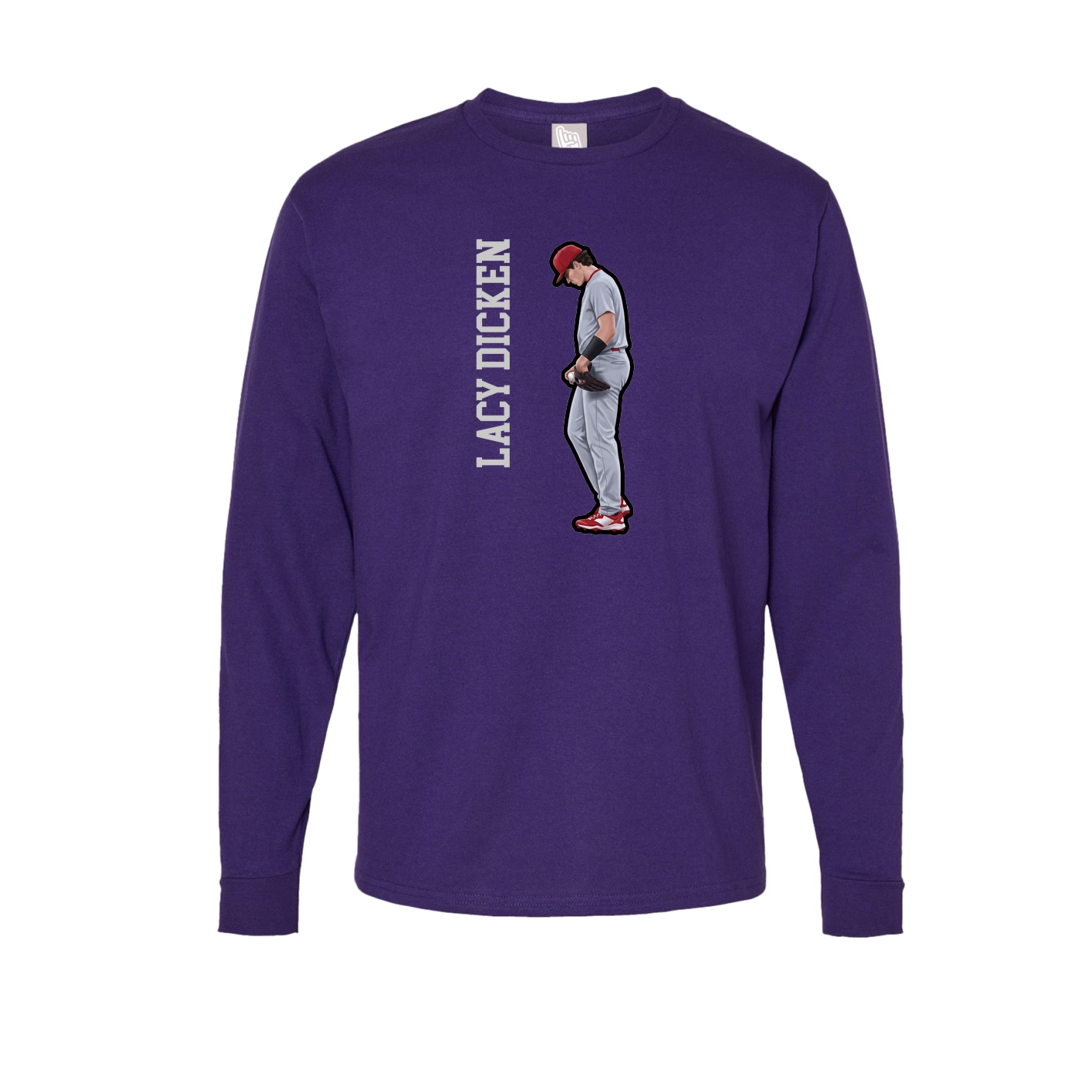 Long Sleeve Tee — Name Vertical in Purple