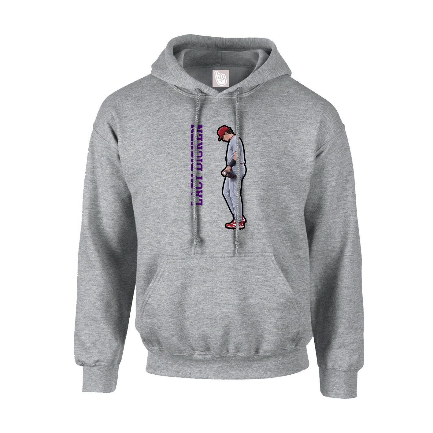 Hoodie — Name Vertical in Grey